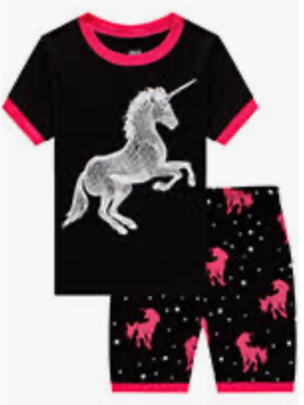 Girls' Navy & Pink Unicorn Short Pajama Set